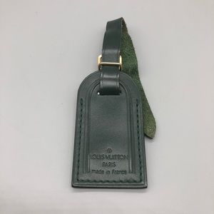 Authentic Louis Vuitton green luggage ID tag small